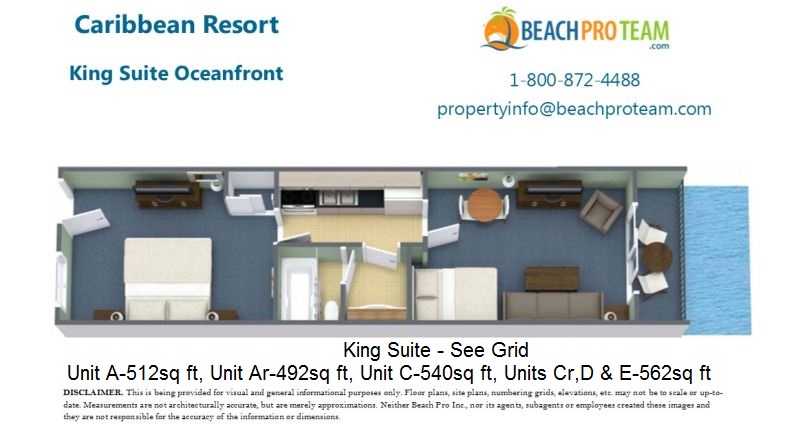 Caribbean I Floor Plan - 1 Bedroom Oceanfront